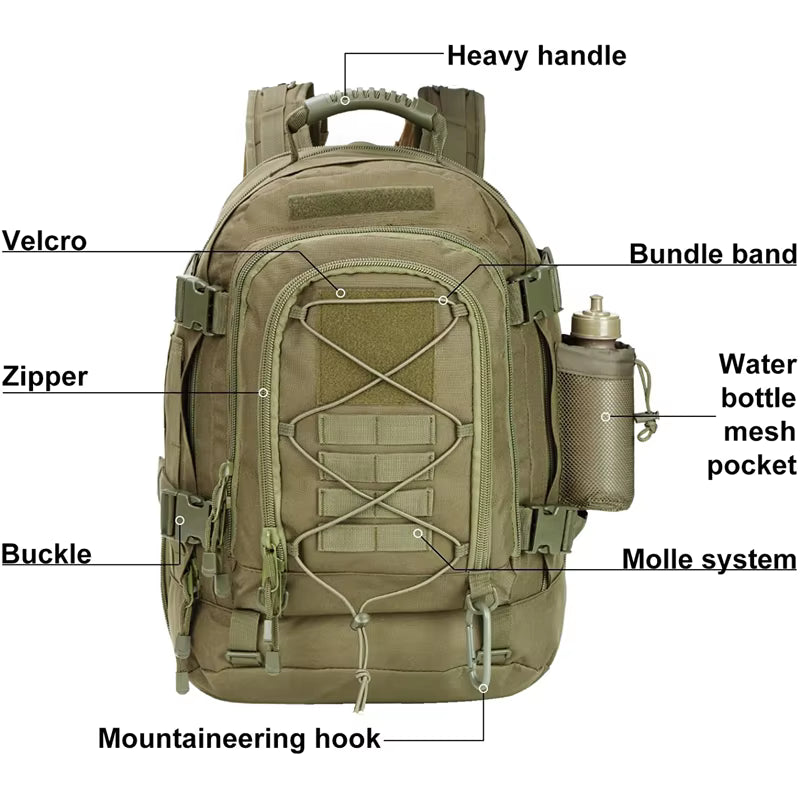 Vexa Camp 65L Outdoor Tactical Hiking Backpack